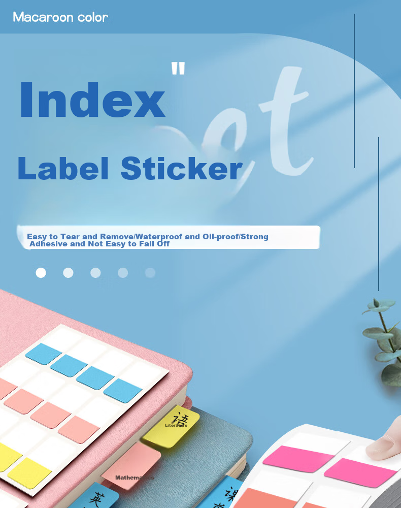 Licao Medium-Sized Label Stickers Index Tabs Bookmark Stickers, Writable Index Tabs with Strong Adhesive, Reusable Classification Page Markers, Student Note-Taking, Morandi, 120 Pieces in Total 1