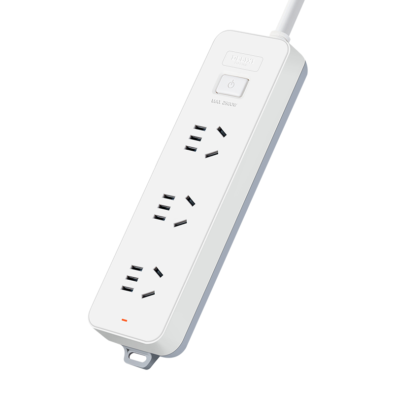 DELIXI 3C Certified National Standard Socket/power Strip/extension Cord/outlet Strip/power Bar/extension Board, 3-Outlet with Master Switch, 5 Meters