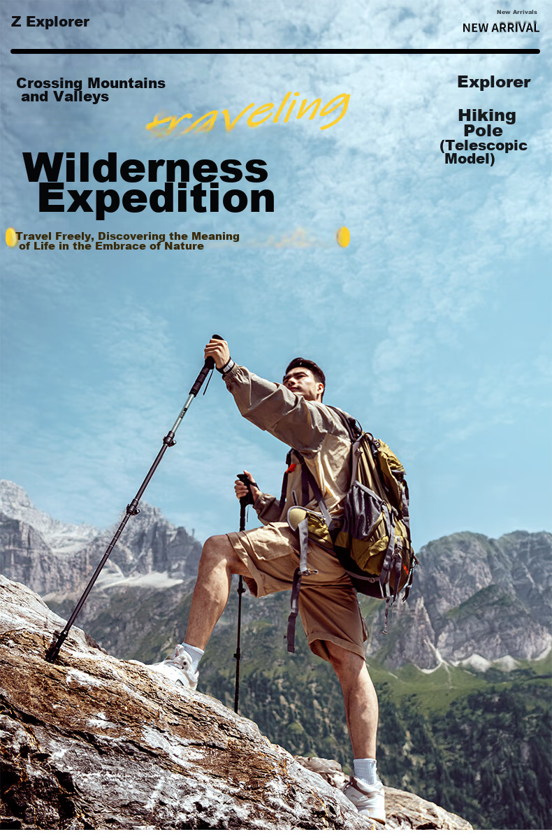 TAN XIAN ZHE Hiking Poles, Professional Outdoor Folding Trekking Poles, Aluminum Alloy Ultra-Light Telescopic Walking Equipment, Cane 2