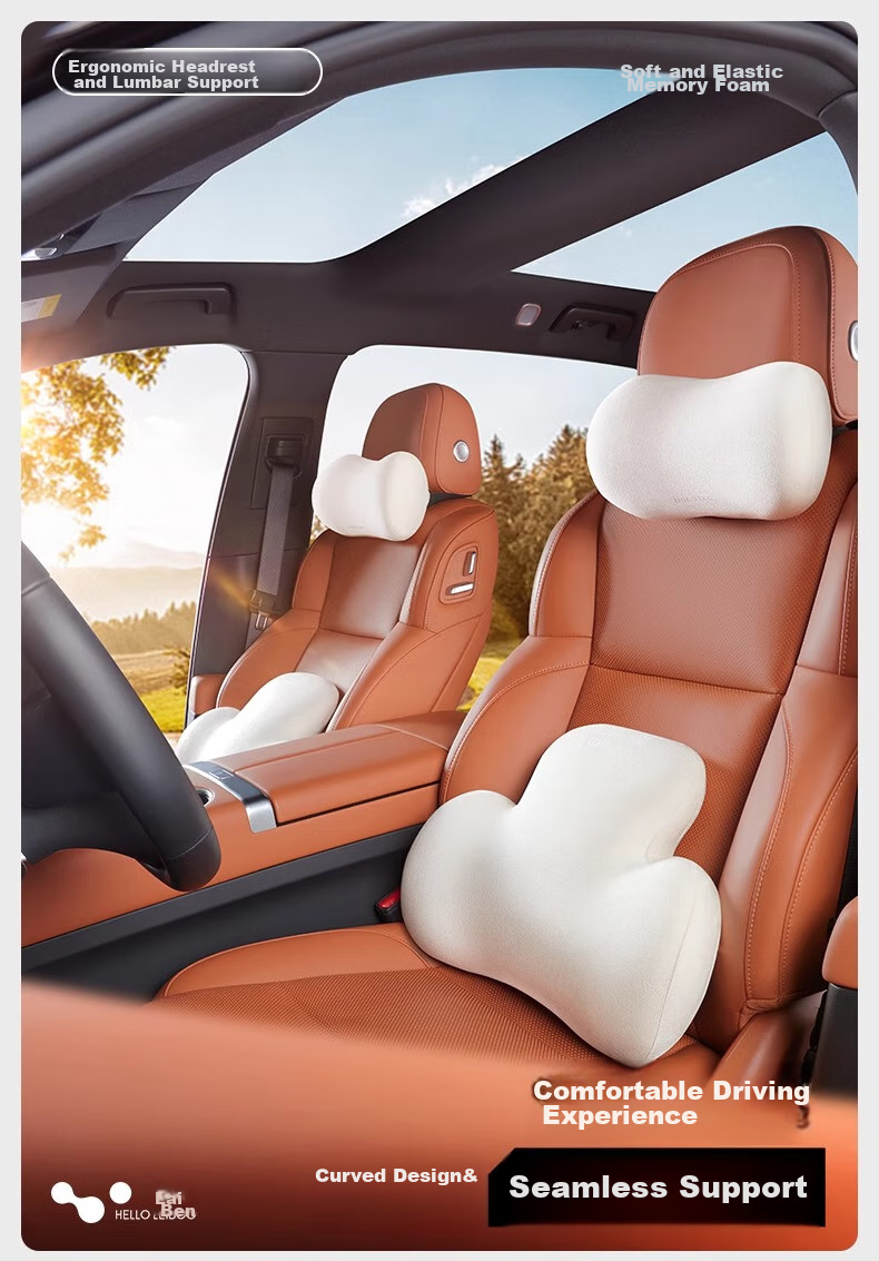 HELLOLEIBOO Car Headrest And Lumbar Support Set, Neck Pillow And Back Cushion for Vehicles, Universal Memory Foam Seat Cushion Pillow 4