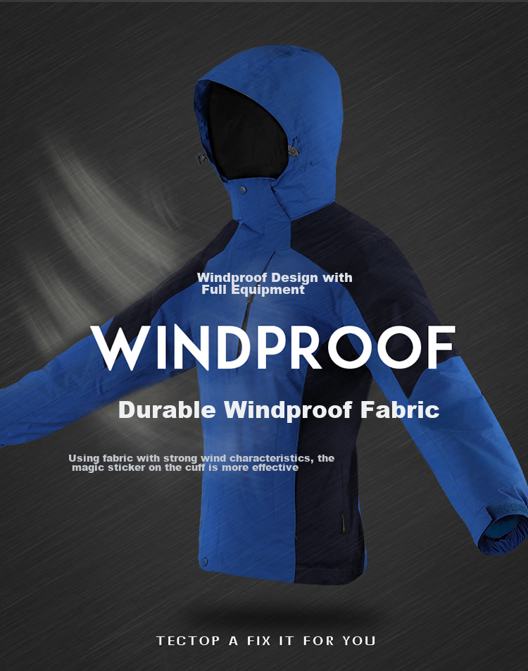 TECTOP 3-in-1 Two-Piece Men's Outdoor Jacket with Fleece Liner for Mountaineering and Skiing, Royal Blue, M 8