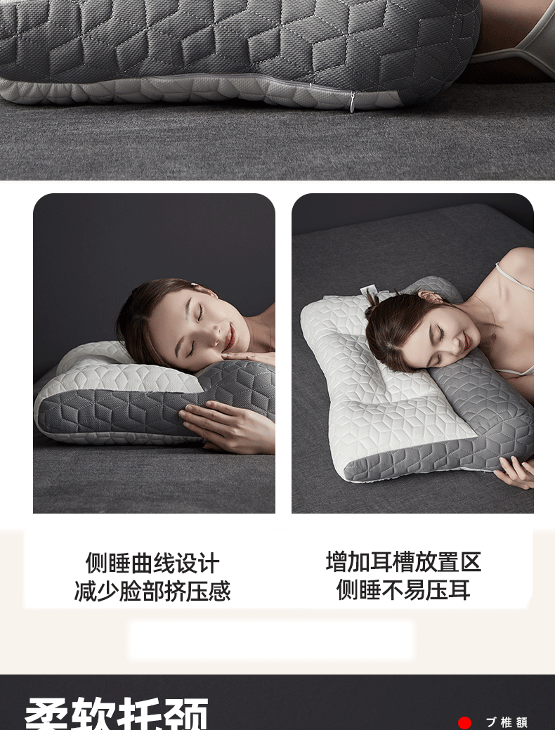 Huadn Cervical Pillow Neck Support Pillow for Cervical Spondylosis Deep Sleep Special Pillow for Students and Adults Summer Single Pillow Core 12
