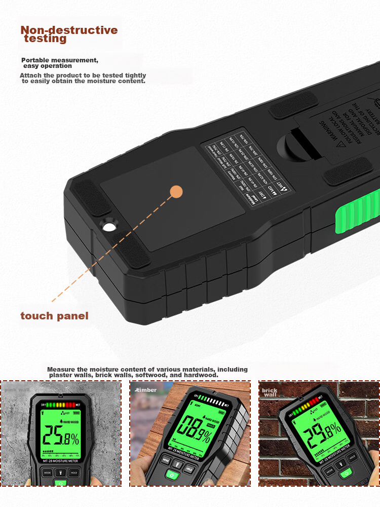 YHT Color Screen Sensor Moisture Meter MT28C for Furniture, Wood, Floor, Wall Moisture Content And Humidity Testing Instrument 30
