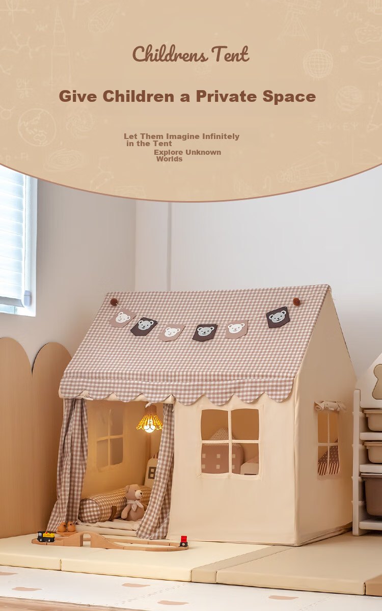 Little Dove Children's Tent Indoor Playhouse/ins Princess Room for Boys And Girls, Khaki Plaid (Pillow Not Included) 2