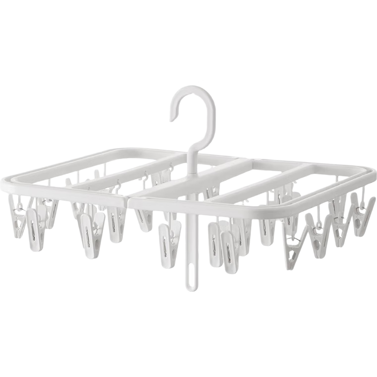 Lanjiaoluo Foldable Clothes Hanger with Multiple Clips for Hanging Clothes And Socks, Multifunctional Stackable Underwear Hanger with 12 Clips