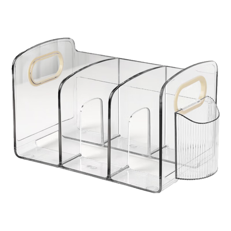 Shuxing Bookend with Pen Holder, Desktop Bookshelf, Tabletop Storage Rack, Transparent Book Divider, Acrylic Student Book Stand, Partition Board, Storage Box