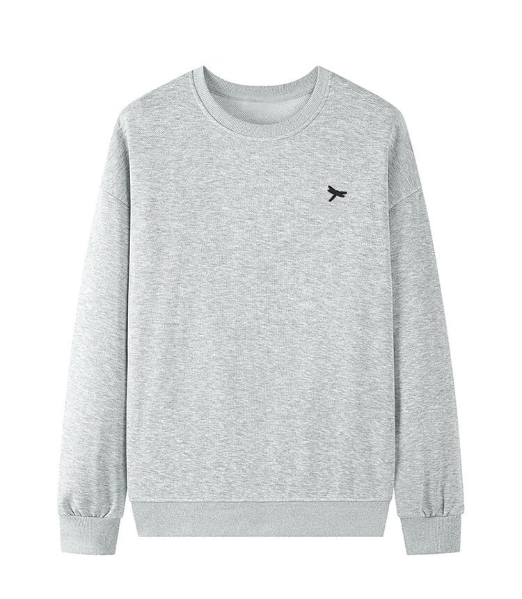 RED DRAGONFLY Men's Fleece-Lined Casual Comfortable Versatile Embroidered Crew Neck Long Sleeve Sweatshirt Heather Gray L 8