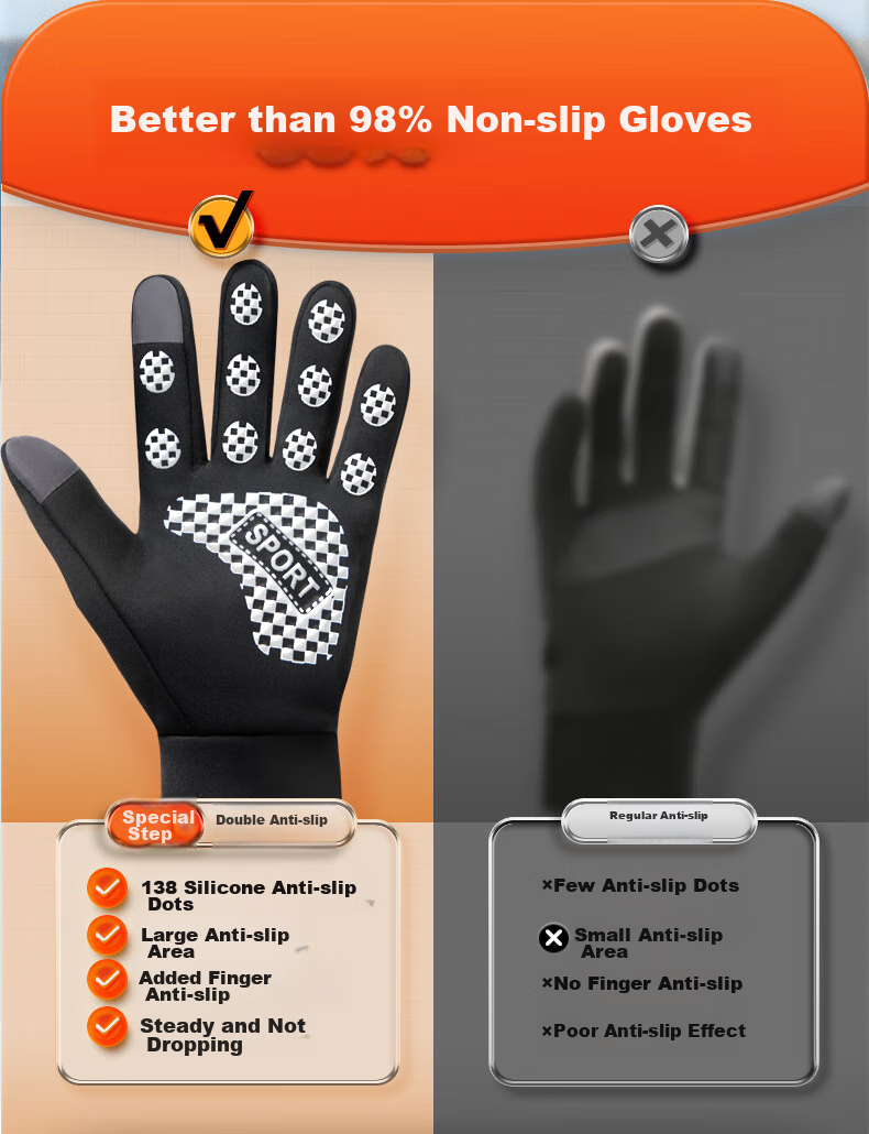 XTEP Gloves, Winter Cycling, Warm, Windproof, for Electric Motorcycles, Running, Outdoor Skiing, Men's And Women's Bicycles, Fleece-Lined, Touchscreen Compatible 21