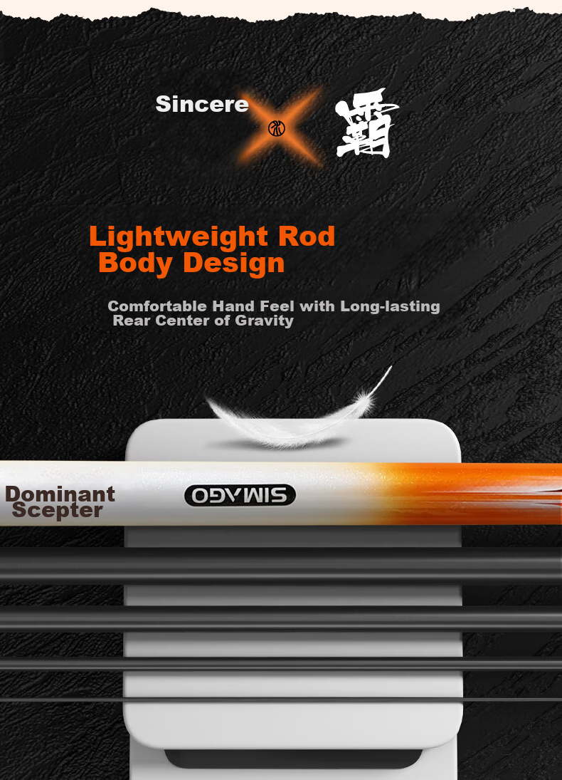 SIMAGO Ximan Duo Giant Rod, 19 Sections, 8H Ultra-Hard Carbon Fiber, Imported from Japan, for Sturgeon And Carp, Multi-Purpose Fishing Rod, 6.3 Meters 9