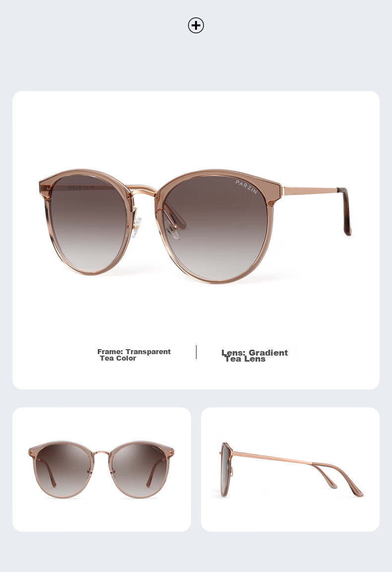 PARZIN Polarized Sunglasses for Women, Retro Large Frame Sun Protection Glasses, Driving Fashionable Sunglasses Gift PZ9913 12