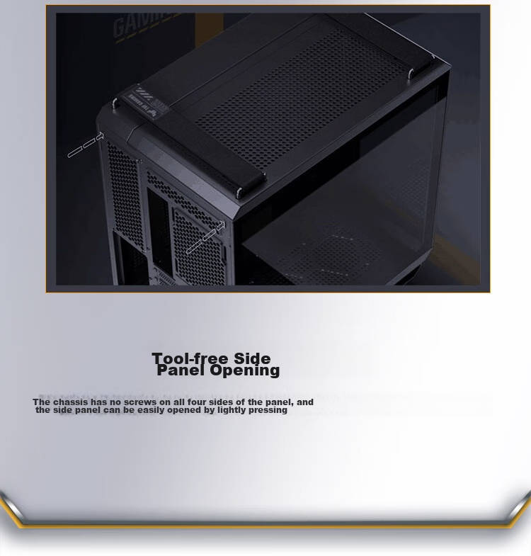 ASUS TUF GAMING GT502 White Arsenal Case, White Cables, Dual-Chamber Design, Tool-Free Disassembly, White Seaside View, Innovative Cooling, GPU Bracket 11
