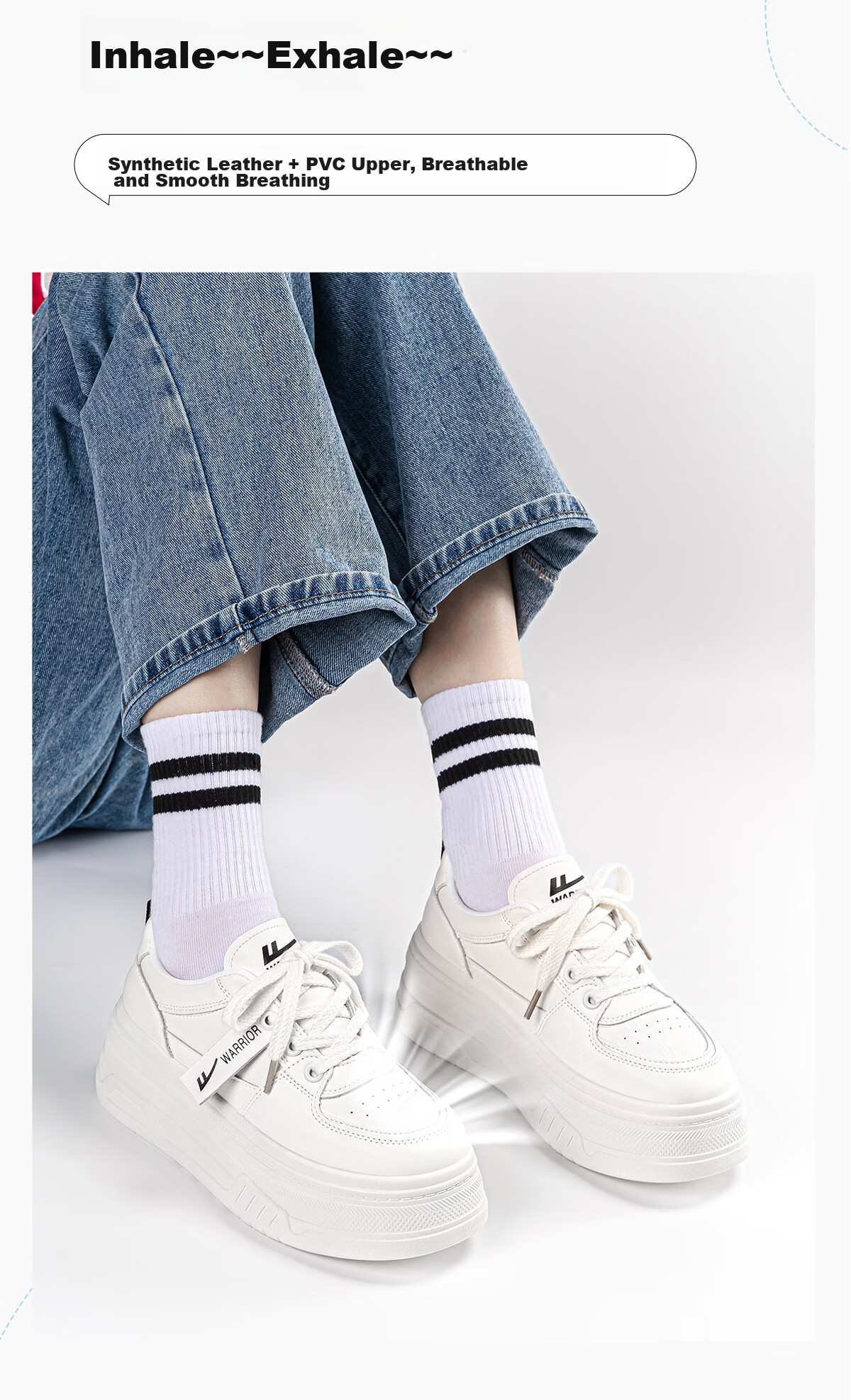 Huili Women's Shoes Spring And Summer Thick-Soled Heightening Sneakers for Female Students, Casual Versatile Breathable Comfortable White Shoes for Women, White Color Size 36 9