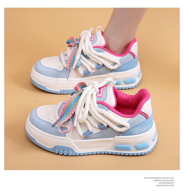TonLion Women's Shoes, Spring And Summer 2026 Thick-Soled Sneakers, Ladies Casual Shoes, Versatile Sports Dad Shoes, White Black Pink, Size 37 16
