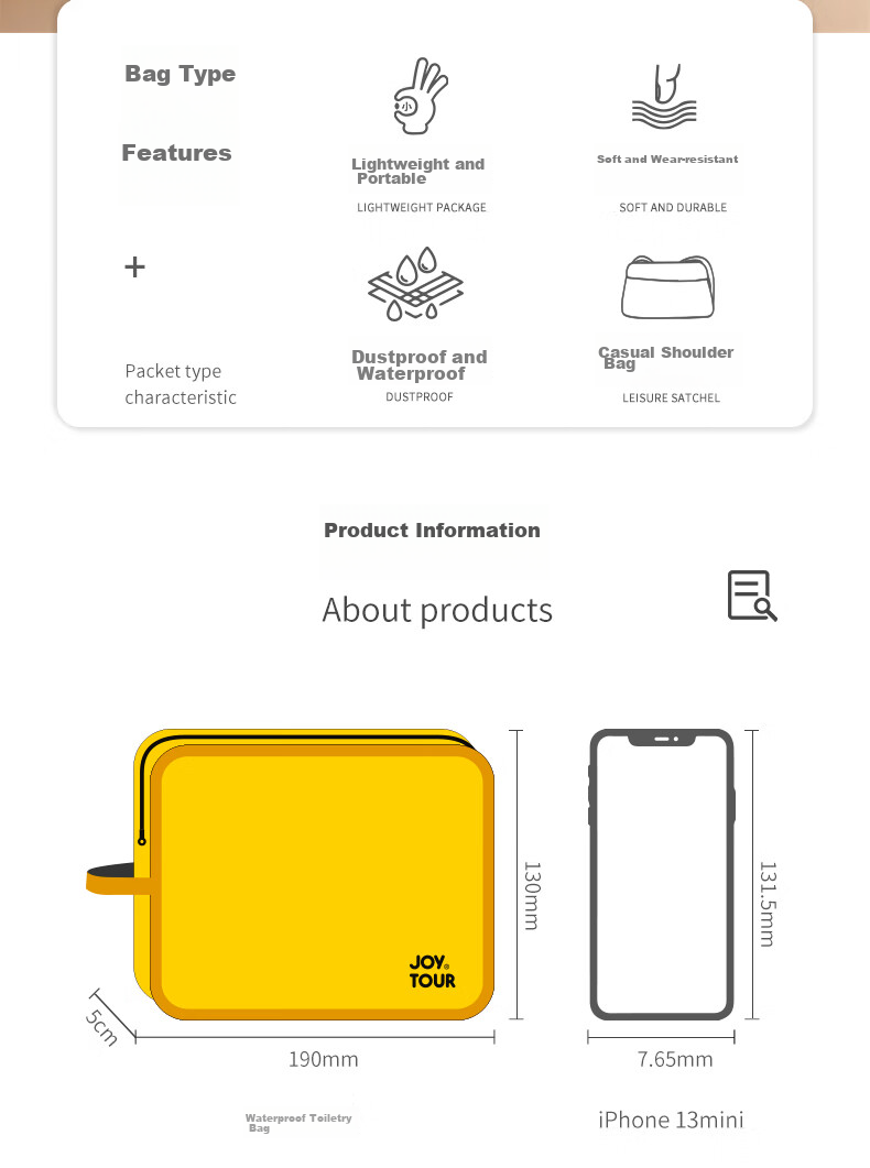 JiaTu Travel Waterproof Toiletry Bag Swimming Beach Outdoor Portable Storage Makeup Bag Small Size 2