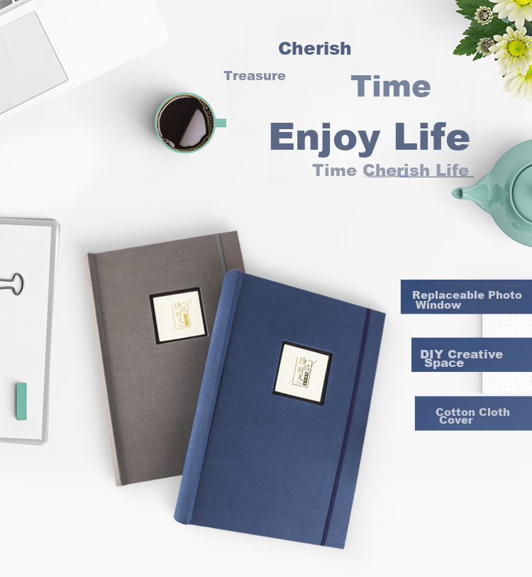 Nakabayashi, Pocket-Style Fabric Photo Album with 288 Pages And 6-Inch Inserts, Insert-Style Photo Collection Storage Book, Family Photo Album with Writing Space, Navy Blue, NBCK-3UP6 1