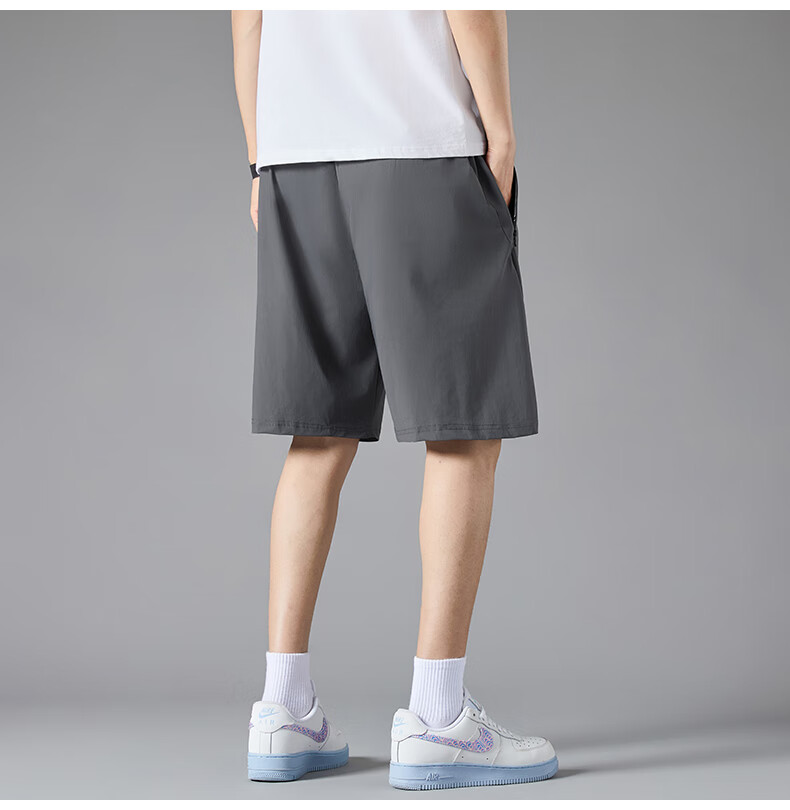 ROMON Men's Shorts, Summer Quick-Dry Ice Silk Elastic Cool Casual Five-Point Shorts, Men's Clothing LM2023 Gray L 6
