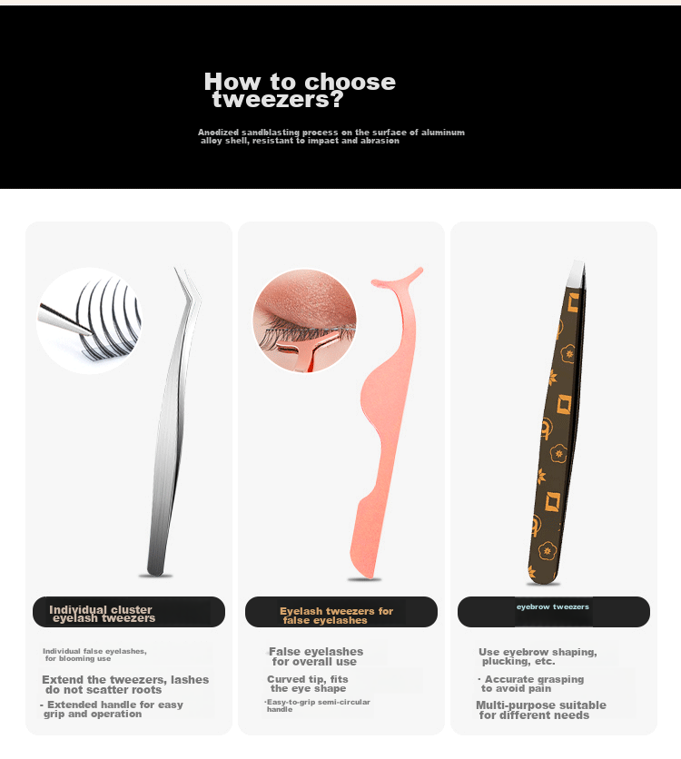 UPLUS Single Cluster False Eyelash Tweezers Golden Feather Clip, Flowering Planting Grafting Eyelash Tool 3