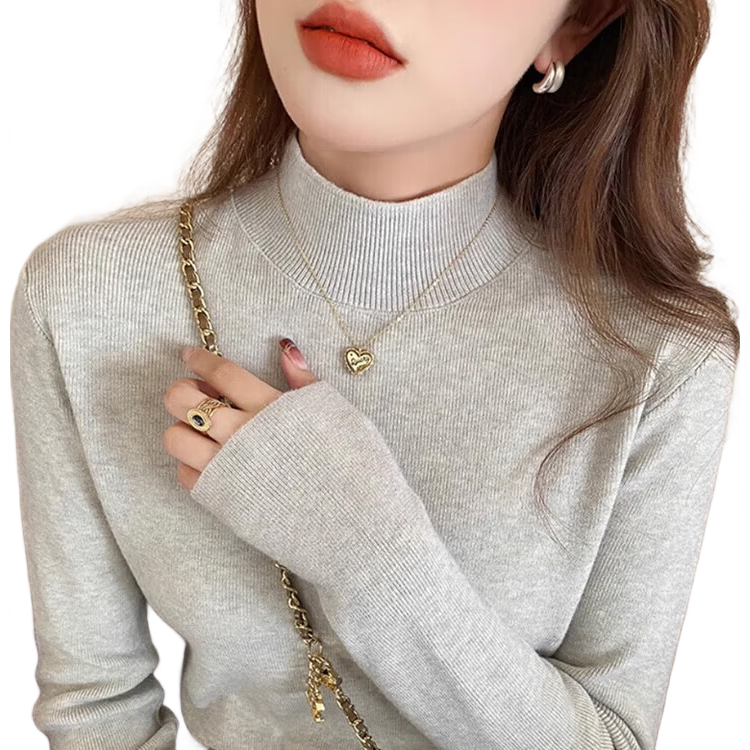 LangSha Knitted Base Layer for Women, Fall/Winter 2025 New Half Turtleneck Thickened Chanel-Style Inner Sweater, Warm Base Layer Top