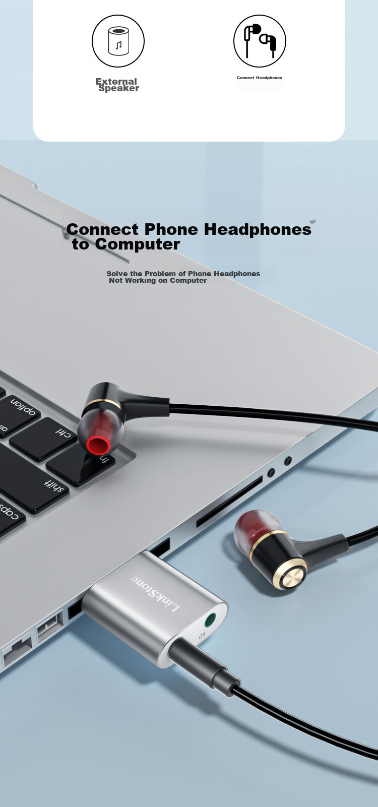 LinkStone USB External Independent Sound Card Plug-And Desktop Computer Laptop Connection 3.5mm Audio Headphones Microphone Speaker Converter Head C314A New 2