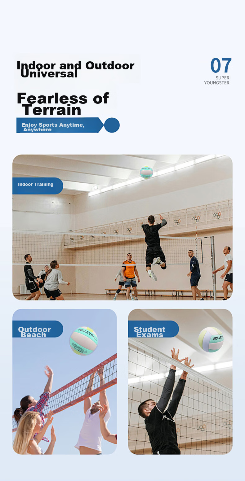 CAMEWIN Volleyball, Size 5, for Middle School Students, Machine-Stitched PVC Beach Volleyball, Thickened Macaron Color, Hard Volleyball for Competition Training, Size 5 Soft Volleyball 8