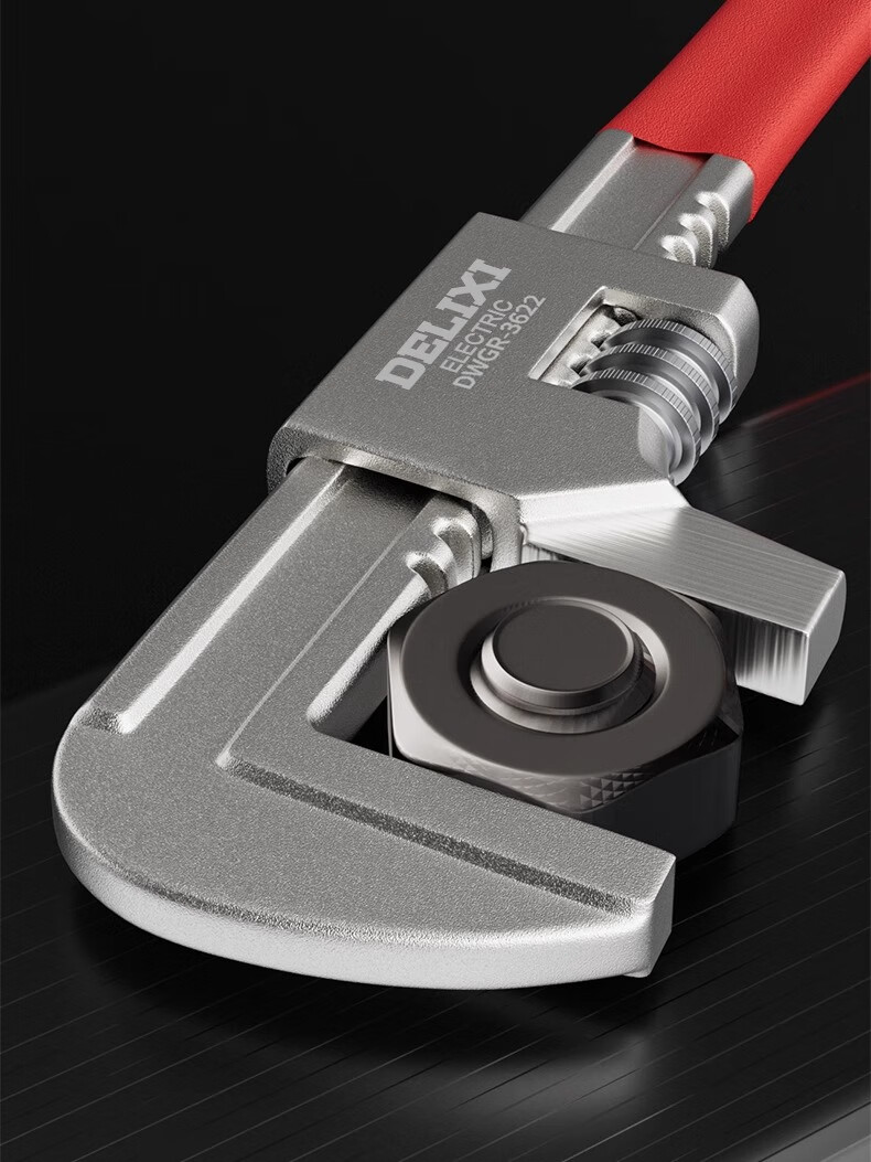 Delixi Adjustable Wrench Multi-Functional Pipe Wrench Universal Angle F-Type Large Opening Thickened Pipe Pliers 4