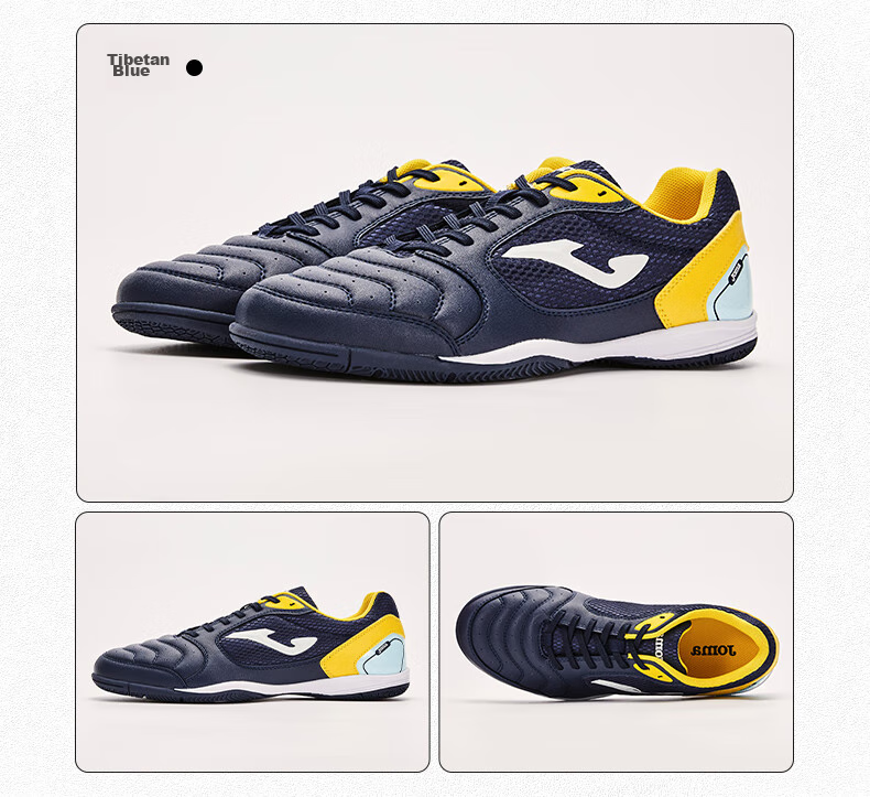 JOMA Adult Soccer Shoes for Men, Molded Studs, Five-A Indoor Field, Flat Sole Football Training Shoes, Blue And White, Size 40 13