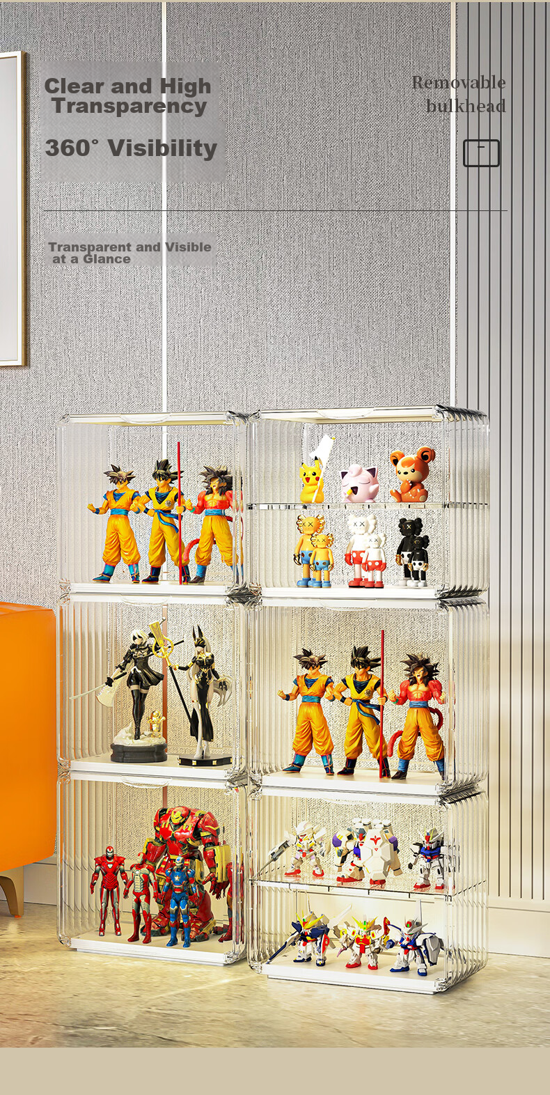 JEKO&JEKO Action Figure Storage Box, Labubu Transparent Blind Box Display Case, Toy Trendy Display Stand, Desktop Model Storage Cabinet 9