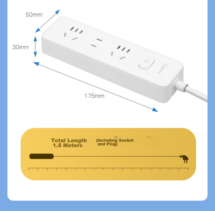 COMIX Power Strip/Extension Cord/Surge Protector with Independent Switches for Home Use, Children's Protection, 3 Outlets with Separate Control, 3 Meters Long, White, LCE-1528F 9