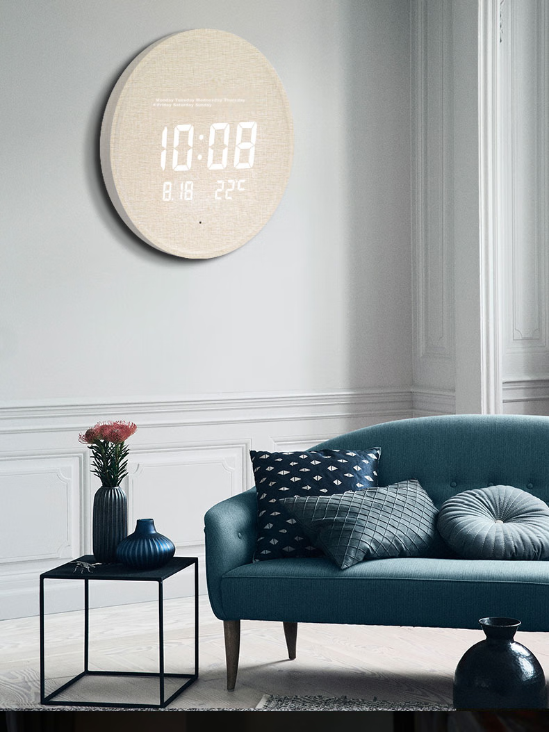 Momen Wall Clock, 30cm, LED Night Light Electronic Clock, Wall-Mounted, Living Room Fashion Creative Clock, Nordic Style Battery-Powered Wall Clock 13