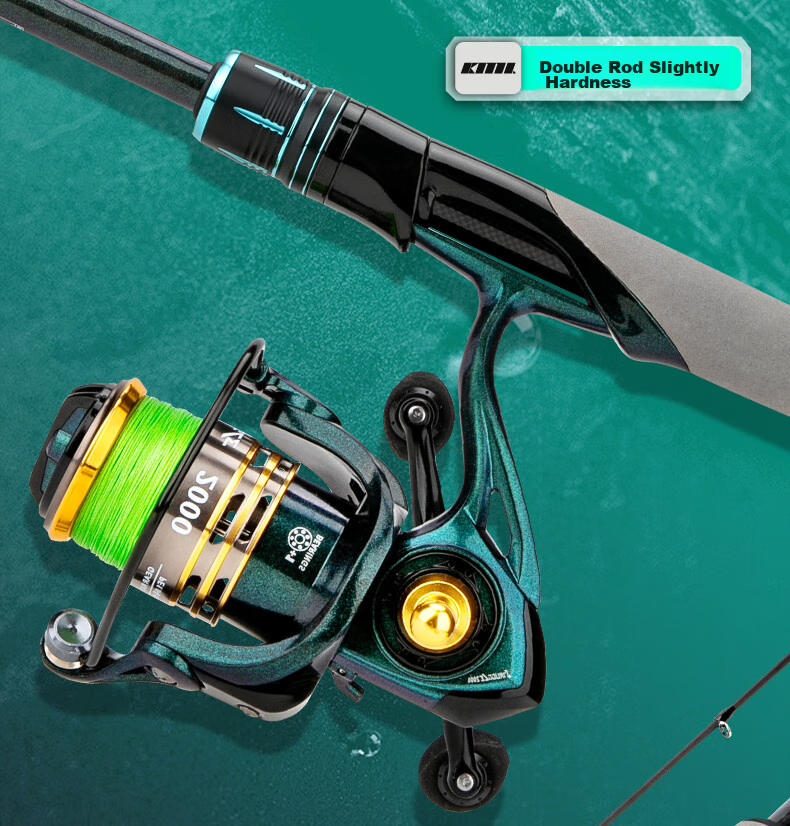 Kemailei Carbon Fiber Lure Rod Set, 2.4 Meters, Right-Handed Baitcasting Reel, M/MH Dual Rod Tip, Gun Handle Fishing Rod, Sea Fishing Rod 2
