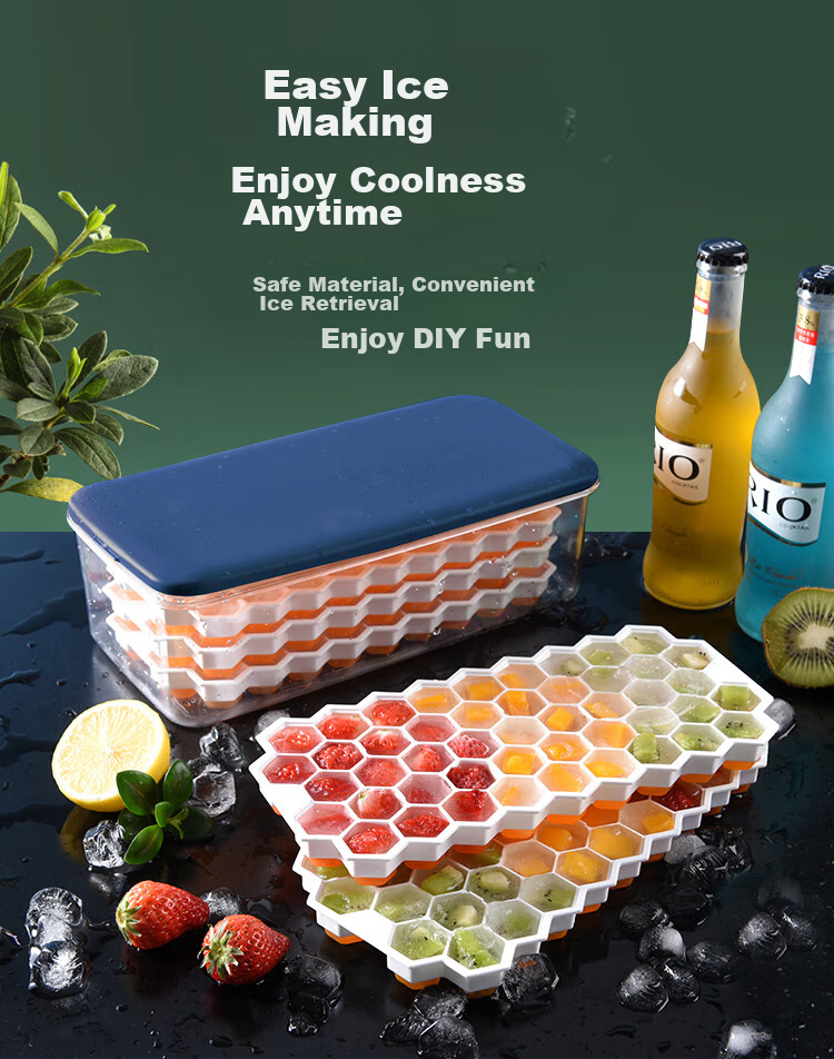 Suncojia Ice Cube Mold, Ice Making Tool for Home Use, Ice Box for Making Ice Balls, Refrigerator Freezer Tray, Silicone Storage Box with Lid, 47 Compartments 4