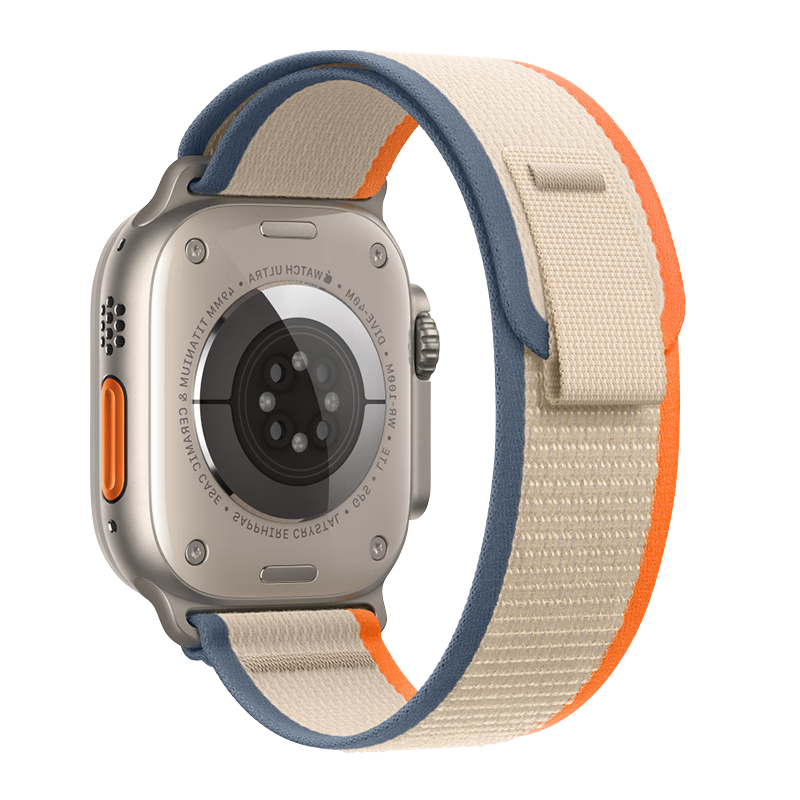 MSSM Suitable for Apple Watch Band, IWatch S12 Nylon Trail Loop Strap, Apple Watch Ultra4/S11/10/9/Se3 Sports Band, Orange with Beige