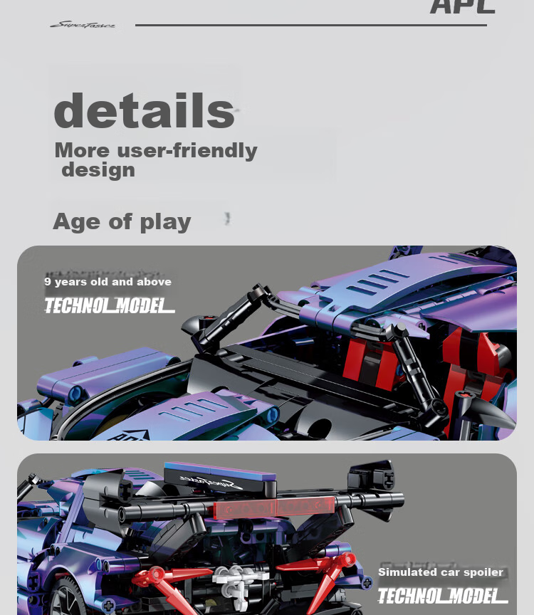 Lianhe Chuangxiang Compatible LEGO Racing Car Building Blocks, Toy for Boys Aged 8-12, Birthday Gift for Boys 13