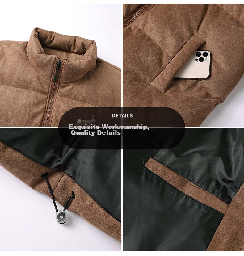 NASA MARVEL Cotton Jacket for Men, Winter Coat, Thick Padded Stand Collar, Suede Trendy Loose-Fit Versatile Couple's Outfit for Me 10