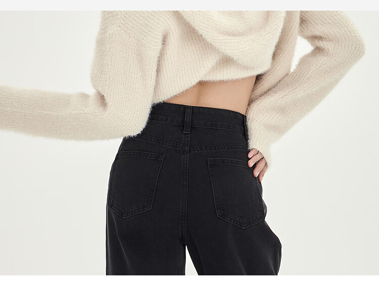 Yipintiancheng 2025 Autumn Women's Draping Wide-Leg Pants, Simple Loose High-Waist Jeans, Slimming Versatile Trousers for Wome 12