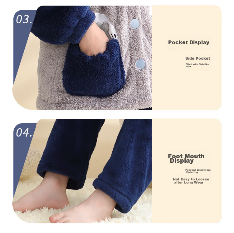 LangSha [Long Plush] Children's Pajamas, Boys' Home Wear Set, Autumn And Winter Style, Thickened Warm Baby Home Wear Set 14