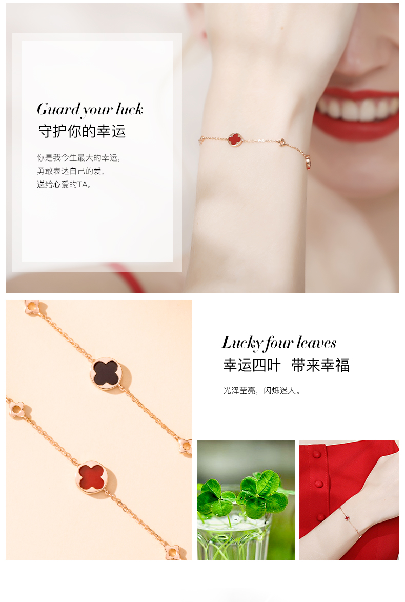 Grace Girl Original Four-Leaf Clover Bracelet for Women, Fashionable Luxury Jewelry, Anniversary Birthday Gift for Girlfriend 1