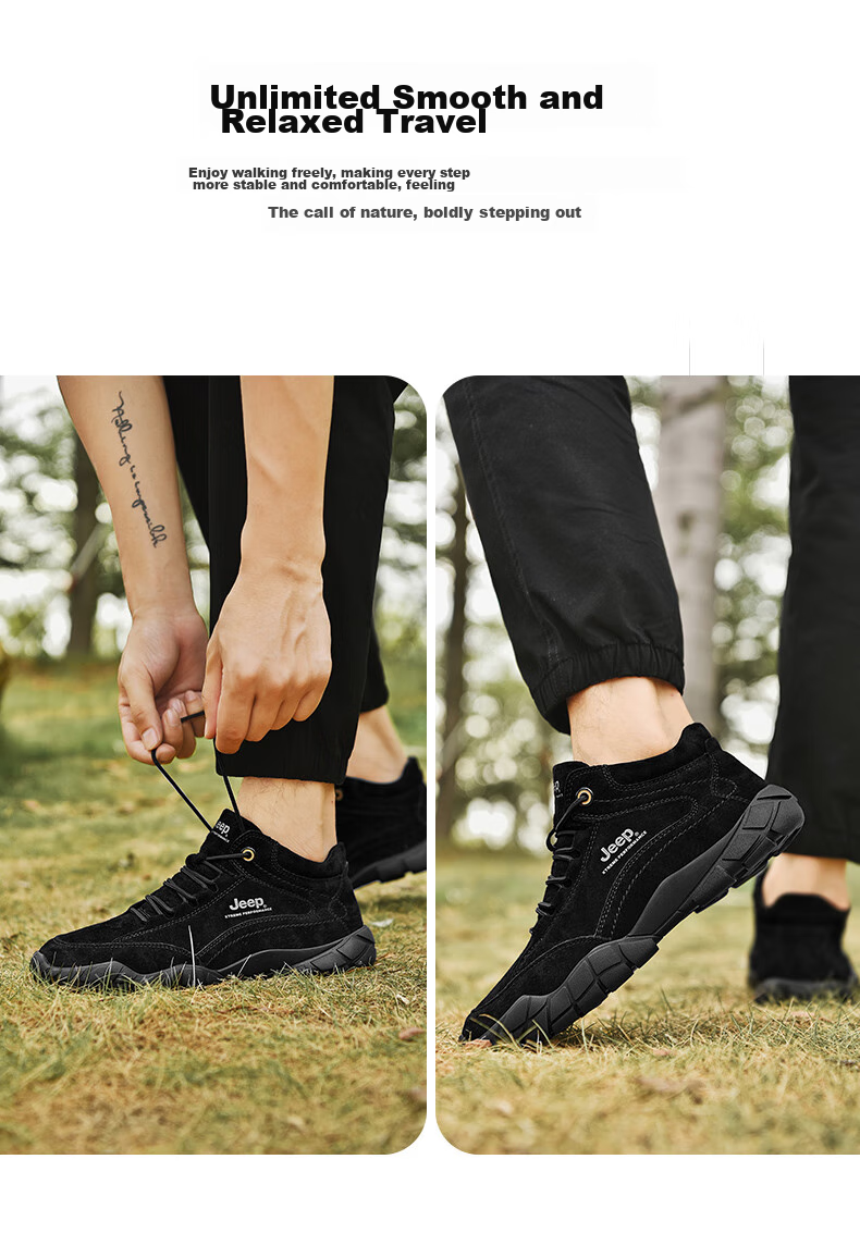 Jeep Hiking Shoes for Men, Sports Running Shoes, Warm And Cold-Resistant, Outdoor Casual Shoes, Non-Slip, Wear-Resistant, Foot-Protecting Mountaineering Shoes 1120 17