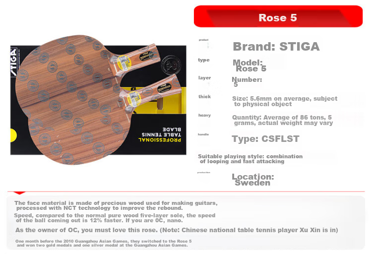 STIGA Black Ebony 7 Professional Table Tennis Blade Offensive Loop Style Horizontal Handle 3