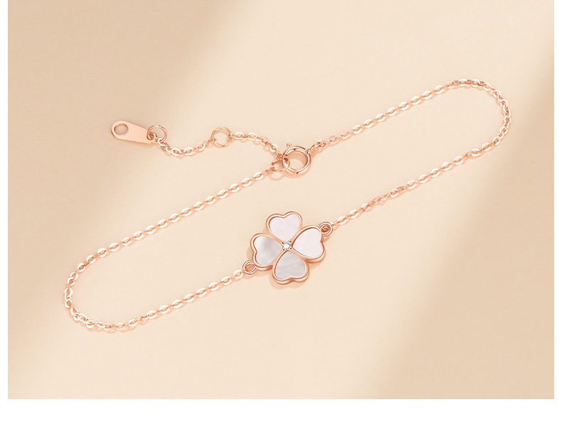Grace Girl Diamond Four-Leaf Clover Bracelet Women's Fashion Luxury Jewelry Anniversary Birthday Gift for Girlfriend 8