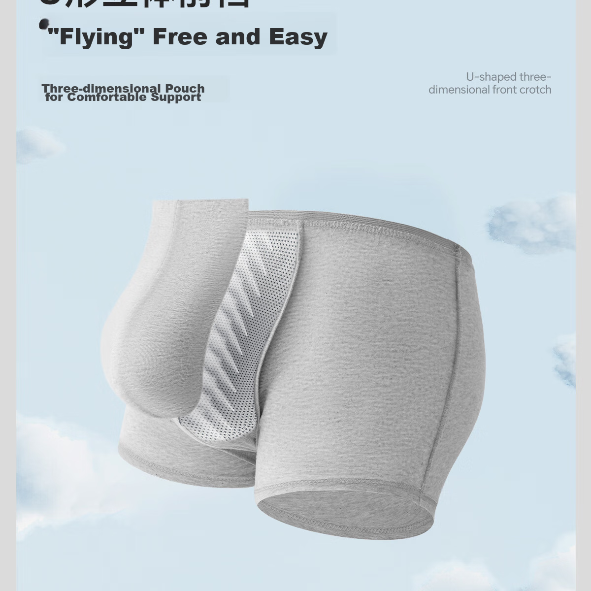 Freego Pure Cotton Disposable Men's Underwear, Sterilized, No-Wash, 5 Individually Packed, for Travel, Business Trips, Men's Gray Triangle Briefs, XL Size 19