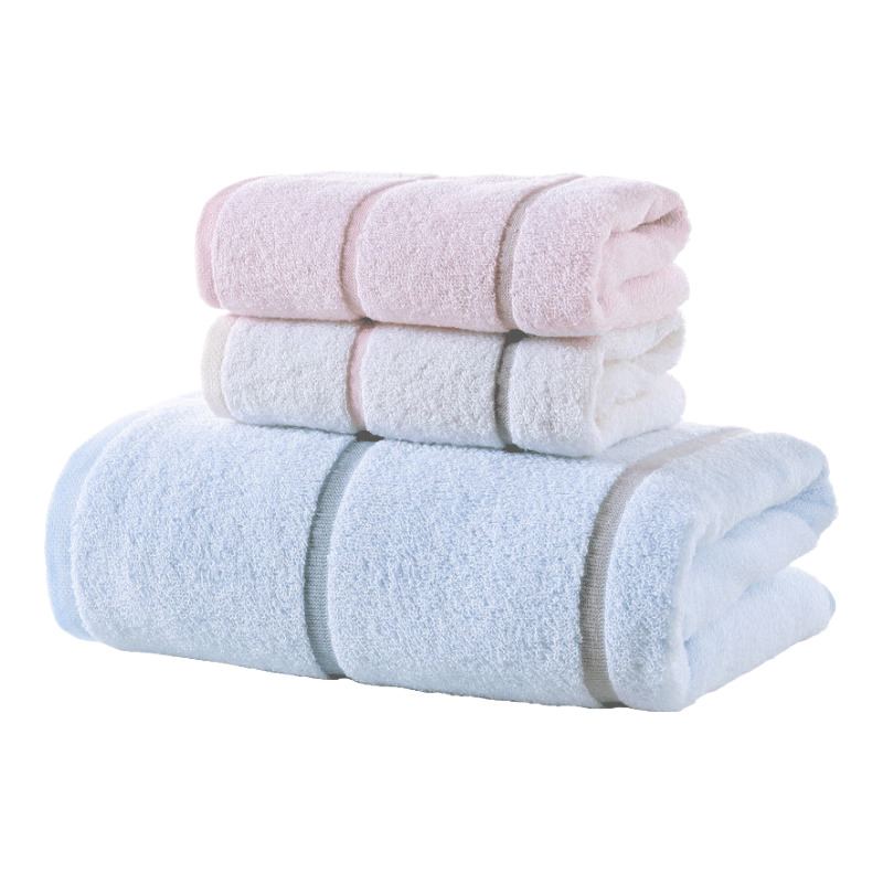 KING SHORE Towel And Bath Towel Set, Class A Pure Cotton 100%, Striped Sports Home Set, 1 Bath Towel + 2 Towels
