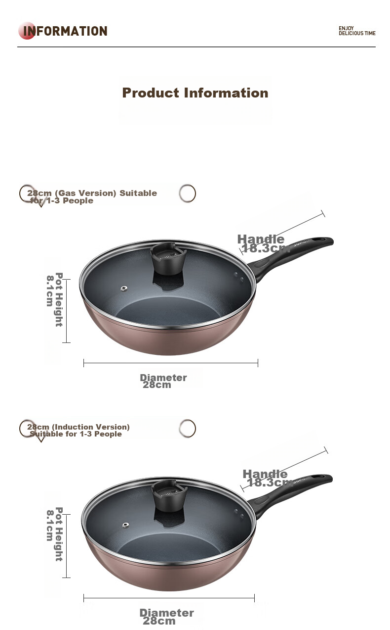 SUPOR Non-Stick Wok, Flat-Bottom Frying Pan for Stir-Fry And Steak, Low-Smoke, 28cm, Compatible with Induction And Gas Stoves 23