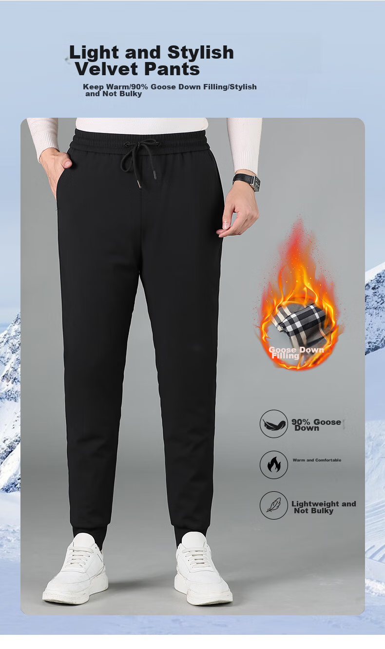 YAYA 90% Goose down Pants, Winter Thermal Leggings for Men And Women, Couples Matching Style, Warm Thick Fleece-Lined Pants, Tapered Men's Trousers 5