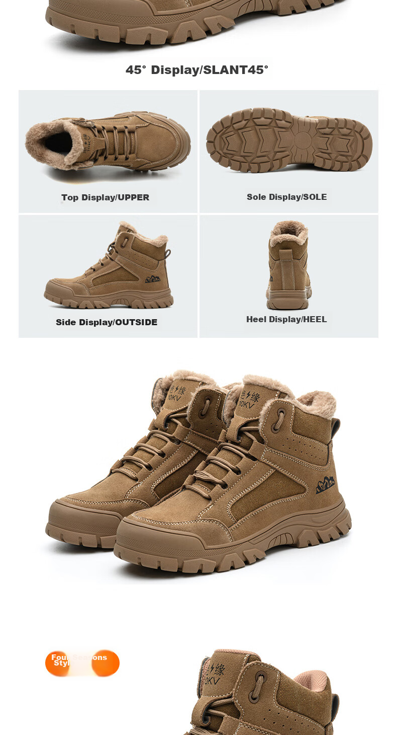 LAOGUANJIA Men's Safety Shoes, Anti-Smashing, Puncture-Resistant, 10KV Insulated Electrician Shoes, High-Top Work Safety Shoes 318 Size 36 17