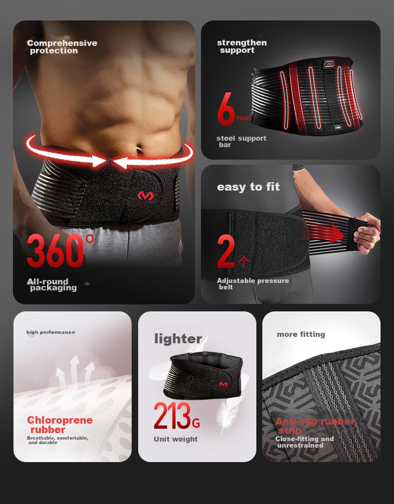 McDavid High-Elastic Lightweight Breathable Support Sports Waist Belt for Fitness, Squats, Basketball, Badminton, Back Support 493 M Size 4