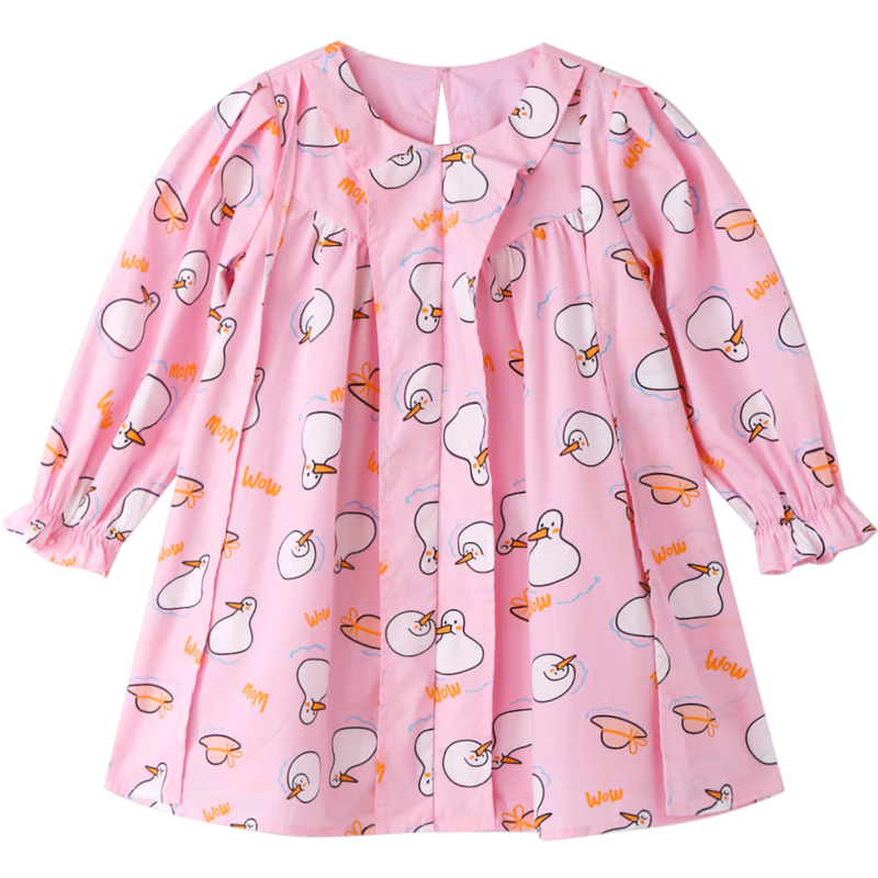 Annil Girls' Long Sleeve Dress Spring Season Pink Floral Print Size 110