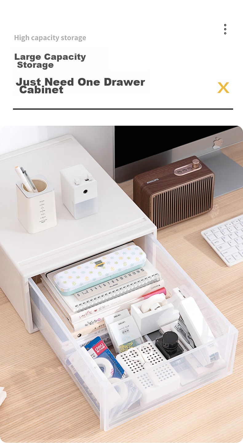 JEKO&JEKO Plastic Desktop Storage Box, Drawer-Style Office Desk Organizer, Storage Cabinet, Desk Organizer Box, Small Size, Pack of 3 9