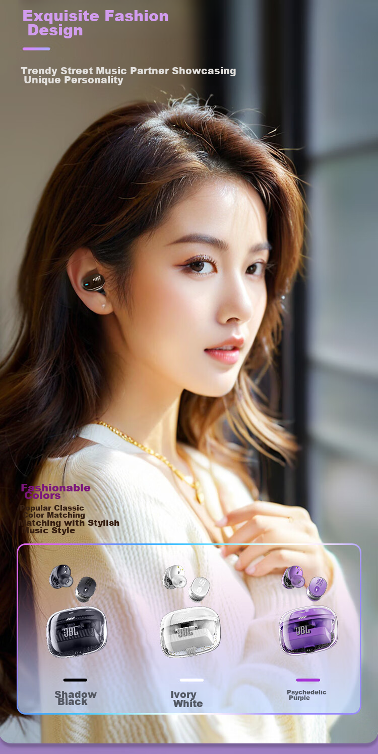 JBL TUNE BUDS2 New Wireless Bluetooth Earphones, Liulidou Second Generation, Ultra-Long Battery Life Noise-Cancelling Headphones, Compatible with Huawei And Apple Phones, Transparent Black 3