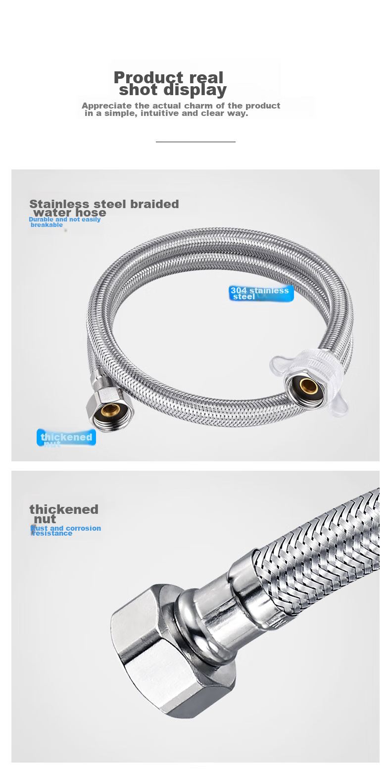 Submarine F40 304# Stainless Steel Water Inlet Hose, 40cm, Universal for Basin And Toilet, Cold And Hot Water Compatible 11